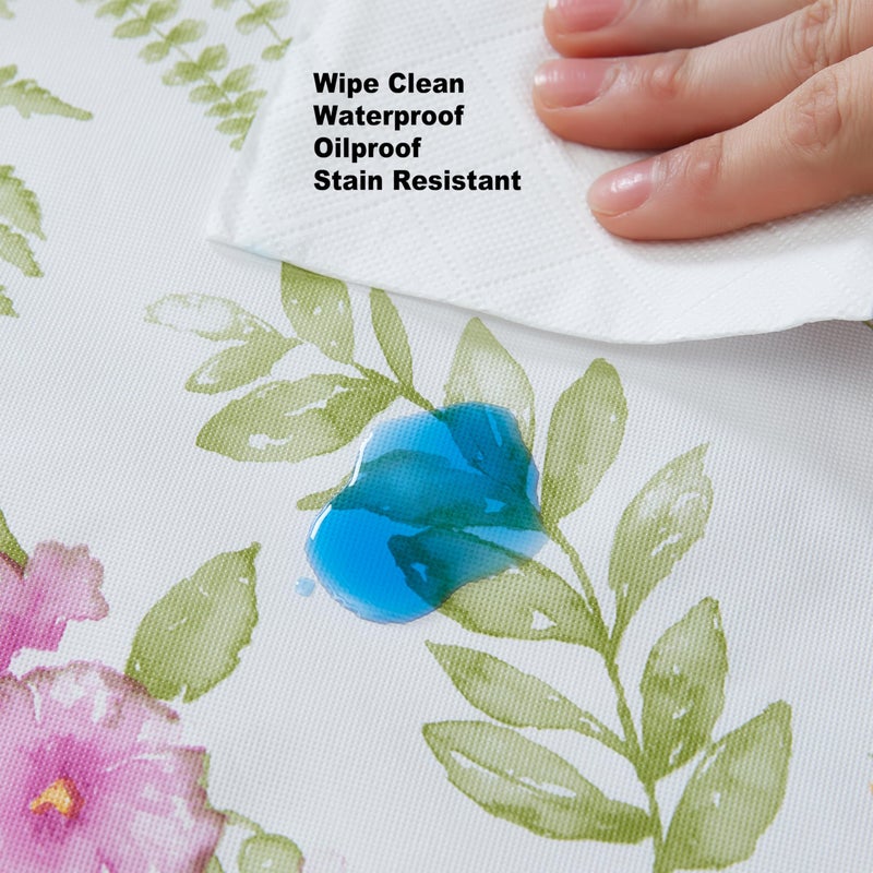 Newbridge Easter Wildflower Fields Floral Vinyl Flannel Backed Tablecloth, 52 x 52 Inch Square, Pink and Purple Wild Flowers Easy Care Vinyl Tablecloth with Flannel Backing for Holiday Party - Image 5